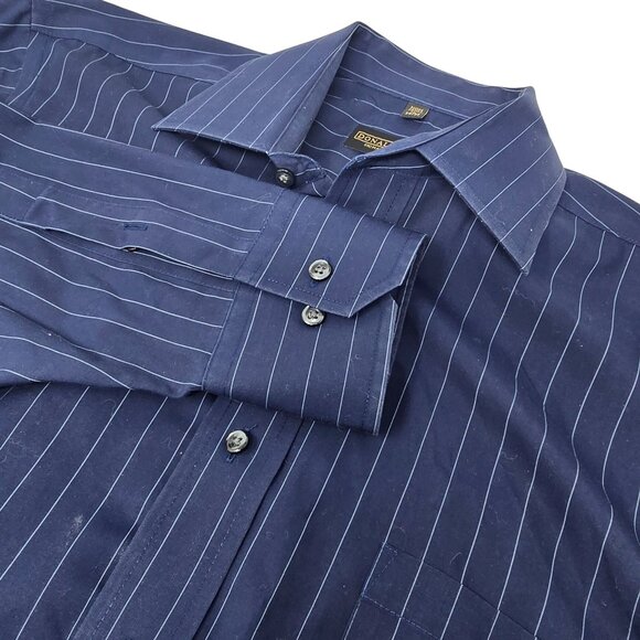 Donald J Trump Signature Collection Shirt 16-34/35 Long Sleeve Blue Striped - Picture 1 of 9